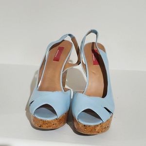 Light Blue Patent Leather Sling Back Sandals